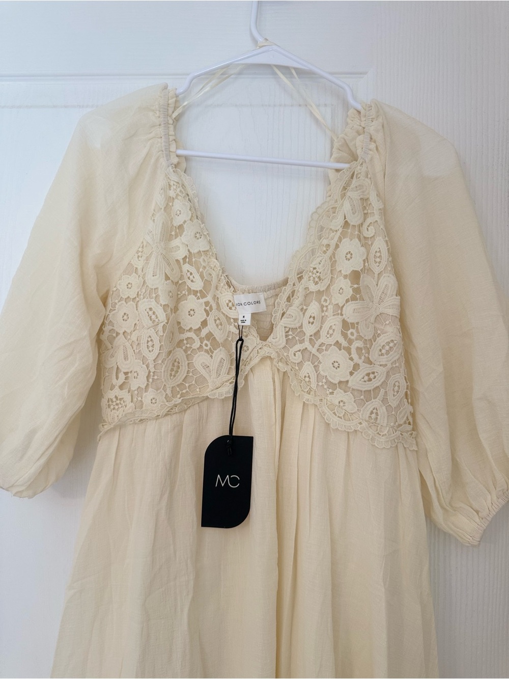 Cream Lace-Front Boho Dress